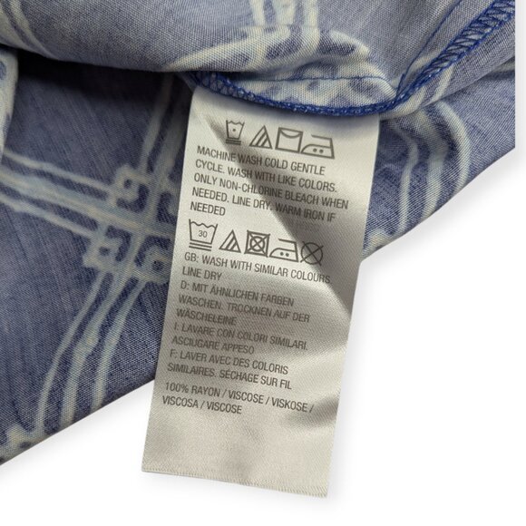 NWOT C. Wonder Printed Button Down Top Navy & White Patterned Size 12 - Picture 9 of 16